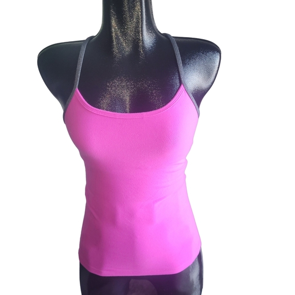 Lululemon Power Y Hot Pink Tank Top with Grey Accent Sz.4 - Picture 1 of 7